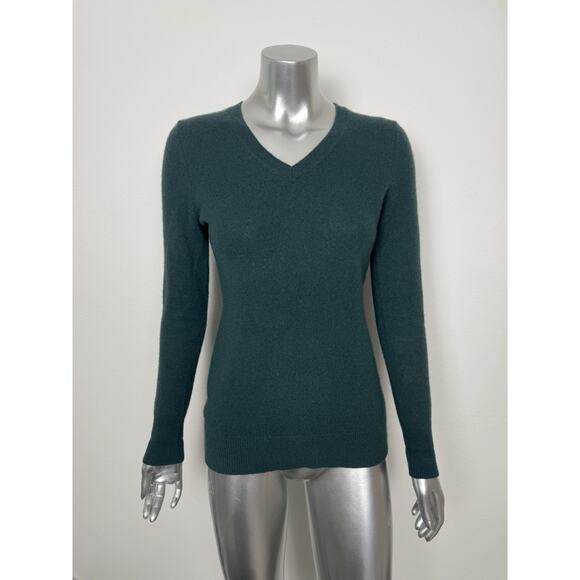 100% Cashmere Sweater Women’s Small Pine Green V-Neck Alex Marie - Picture 1 of 10